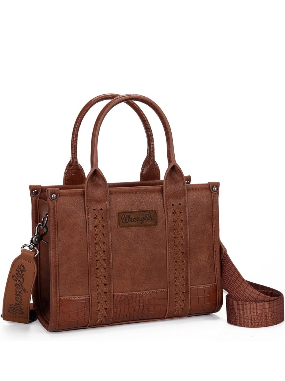 Wrangler Cognac Brown Women's Satchel with Detachable Strap